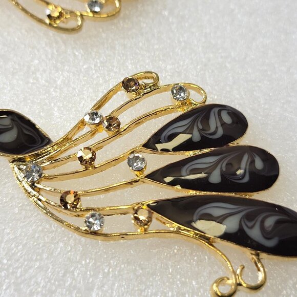 Black Peacock with Crystal Earrings - Picture 10 of 15